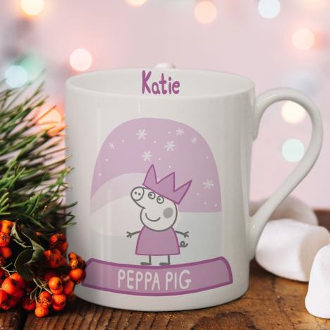 Personalised Peppa Pig Snowglobe Balmoral Mug Extra Image 1